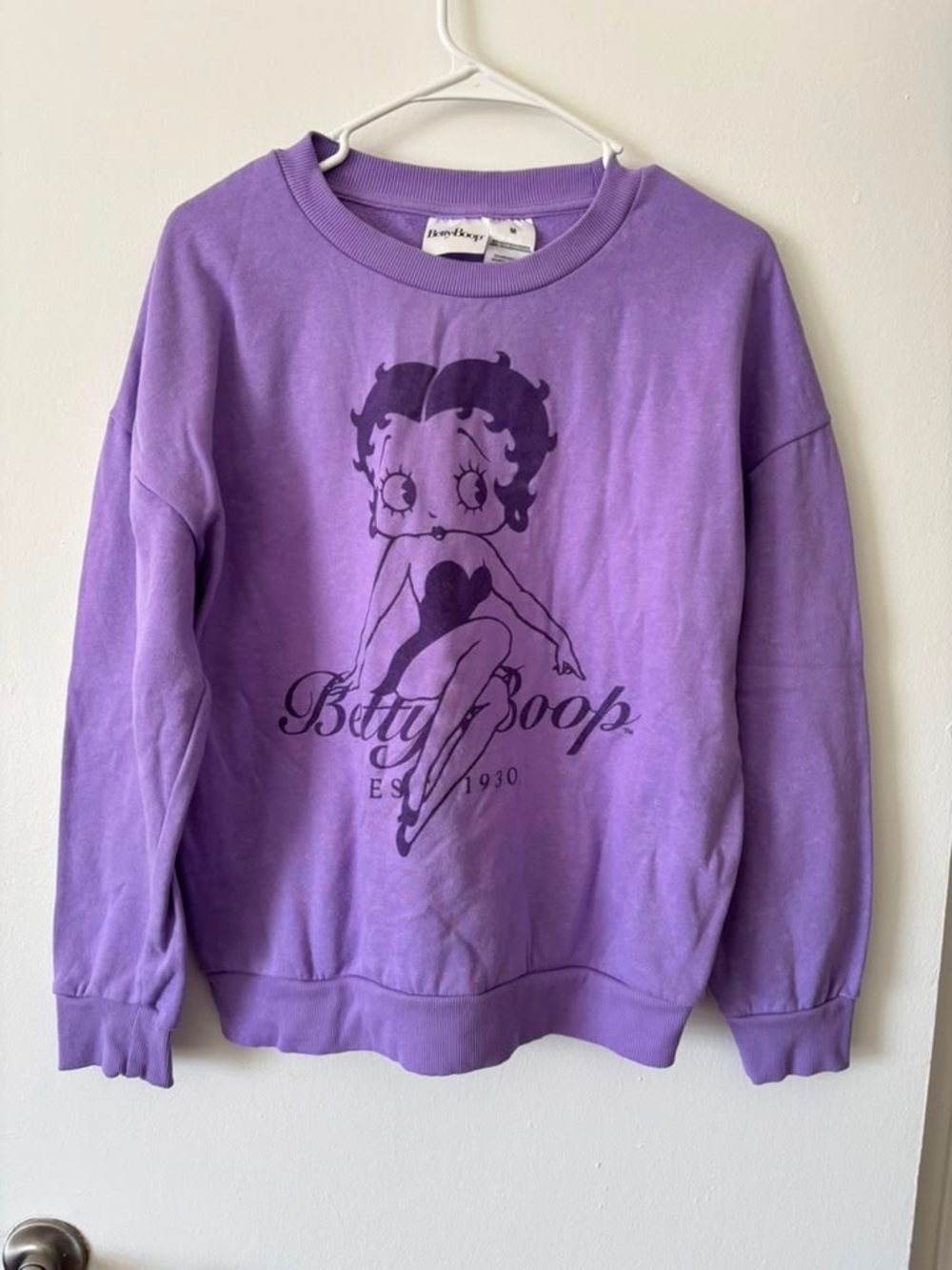 Betty Boop Lavender Graphic Crewneck Sweatshirt